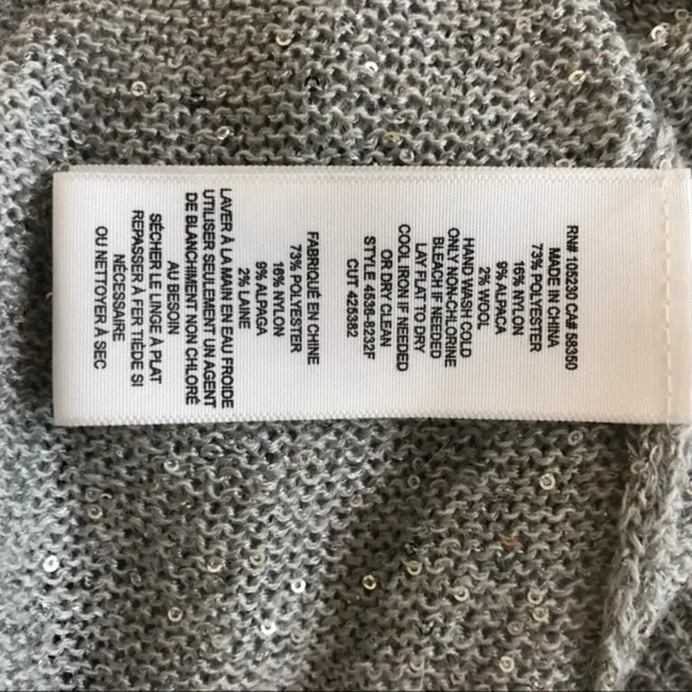 Joie Gray Silver Sequin Pullover Sweater Alpaca wool Blend
